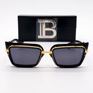 NEW BALMAIN ADMIRABLE BPS-130A UNISEX BLACK/GOLD SUNGLASSES BALMAIN